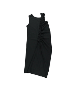 SULVAM - Gathering Long Dress T-Shirt - SS25 - BLACK